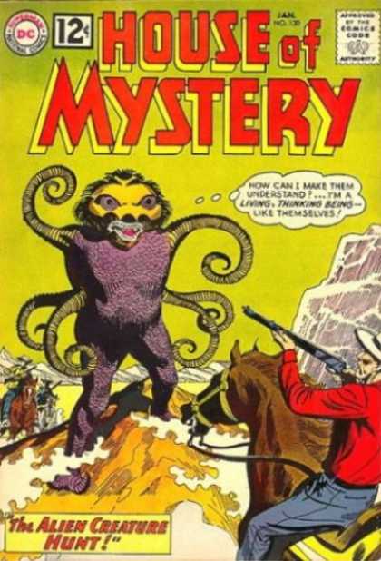 House of Mystery 130 - Hunt - Horse - Rifle - The Alien Creature Hunt - Creatures With Tentacles - George Roussos