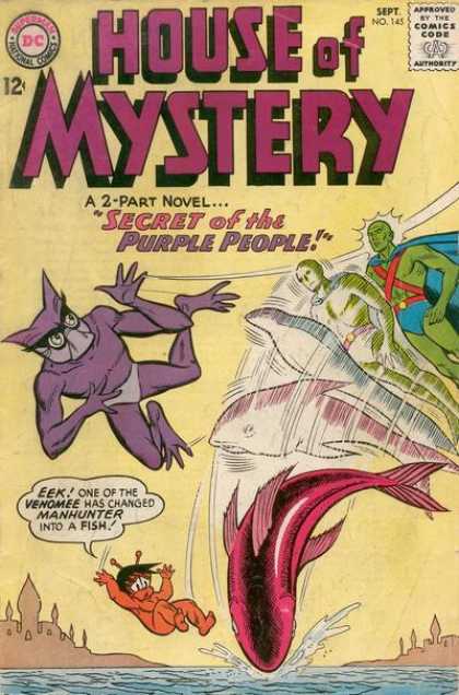 House of Mystery 145 - Venomee - Fish - Secret Of The Purple People - Manhunter - 2 Part Novel