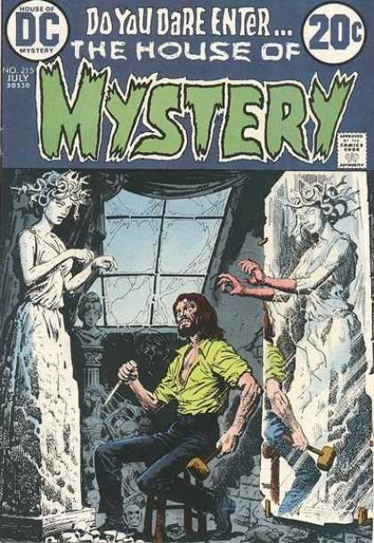 House of Mystery 215 - Do You Dare Enter - House Of Dc Mystery - No 215 July - Statues - Man - Luis Dominguez