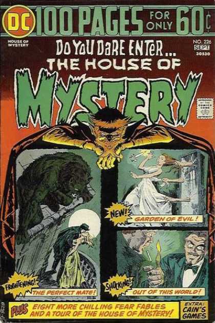 House of Mystery 226 - Hands Reaching Through A Mirror - Giant Hairy Beast - Fire Through Thumb - Fear - Shocking - Luis Dominguez