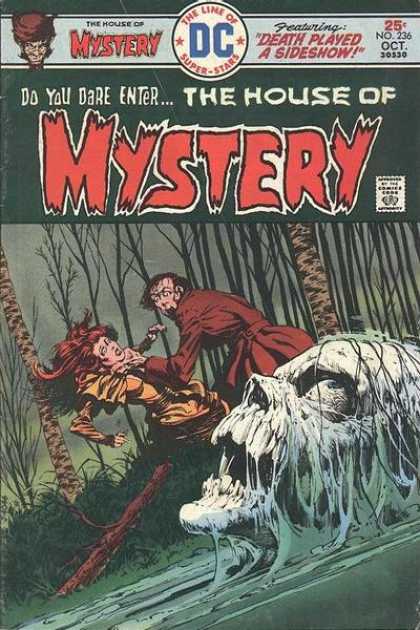 House of Mystery 236 - Skull - Giant Skull - Lady Being Attacked - Slender Tree Trunks - Highway - Bernie Wrightson