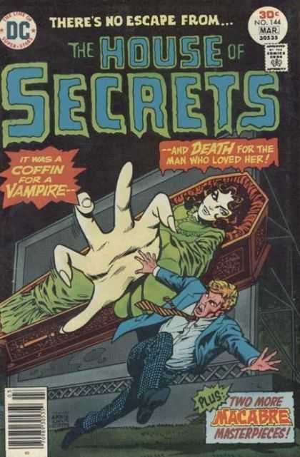 House of Secrets 144 - Vampiress - Flying Coffin - Striped Tie - Green Dress - Blue Suit