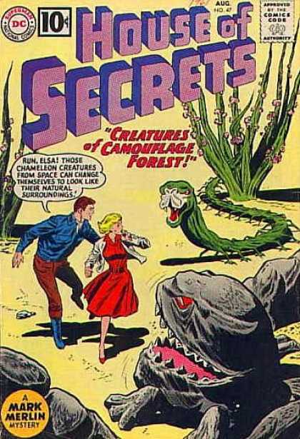 House of Secrets 47 - Red Dress - Snake - Chameleon - Camoflague - Scary Rock - Sheldon Moldoff