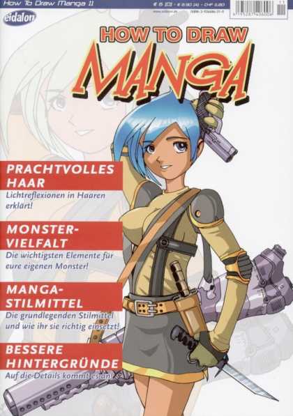 How to Draw Manga 6 - Eidalon - Blue Hair - Gun - Blue Eyes - Monster-vielfalt