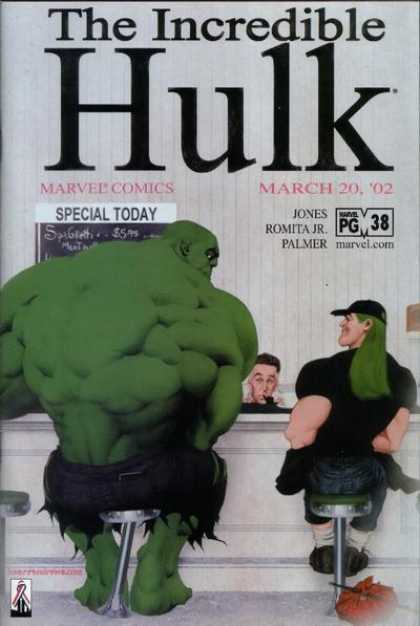 Hulk (2000) 38 - Incredible Hulk - Green Hair - Diner - Counter - Stool