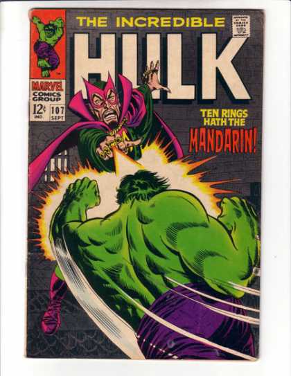 Hulk 107 - Mandarin - The Incredible - Marvel Comics - Ten Rings Hath The Mandarin - Superb Punch