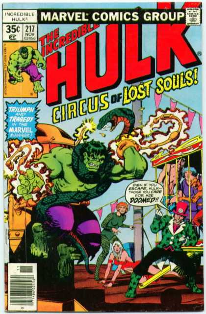 Hulk 217 - Circus - Triumph - Green - Lost Souls - Snake - Jim Starlin, Josef Rubinstein