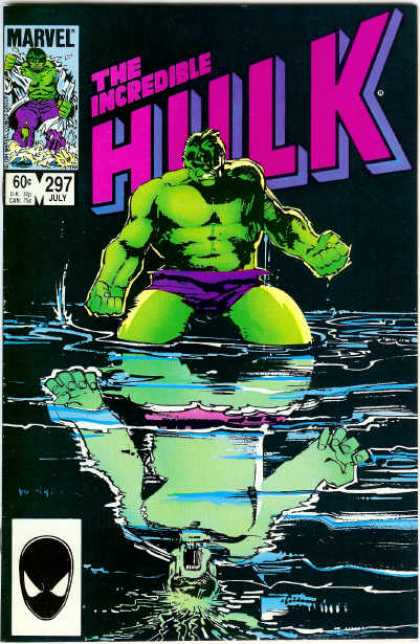Hulk 297 - Water - Reflections - Reflection - The Incredible Hulk - Purple Shorts - Bill Sienkiewicz