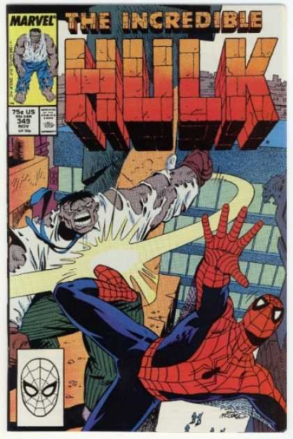 Hulk 349 - Spider-man - Gamma Rays - Super Strength - Gray - Anger - Bob McLeod, Jeff Purves