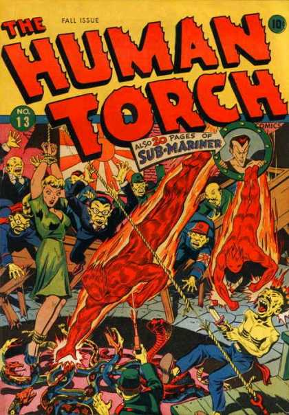 Human Torch 13 - Sub-mariner - Flames - Gunfire - Ropes - Tied Up - Alex Schomburg