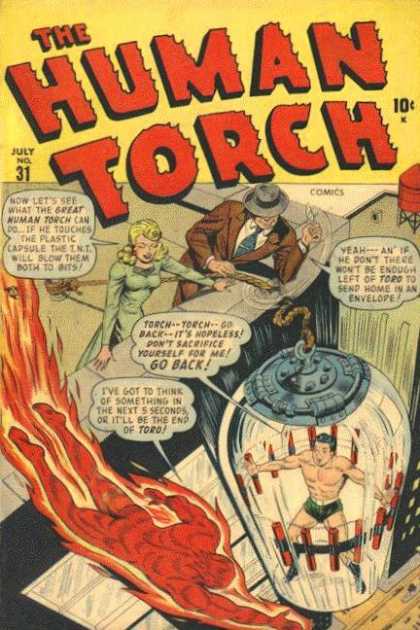 Human Torch 31 - Brown Suit - Fire - Rope - Woman - Man