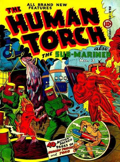 Human Torch 4 - Fire - Molten Steel - Villians - Rope - Submarine - Alex Schomburg, Skottie Young