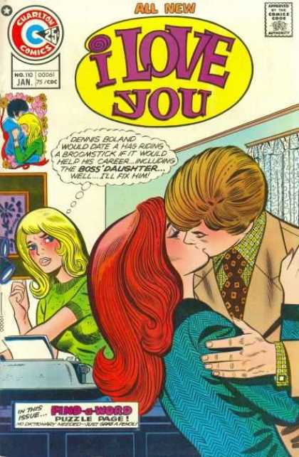 I Love You 110 - Charlton Comics - Kissing - Gold Sweater - Blonde Woman - Brunette