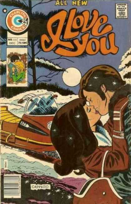 I Love You 115 - Kiss - Snowmobile - Winter - Moon - Cappello