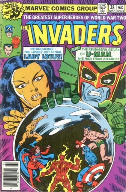 Invaders 38 - Captain America - Lady Lotus - U-man - Glass Ball - Shield