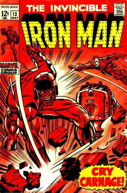 Iron Man 13 - Invincible - Cry Carnage - Train - Flying - Rocks - Jack Kirby, Tom Raney