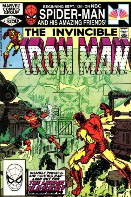 Iron Man 153 - Spider Man - The Living Laser - Fighting - Power - Crates - Bob Layton