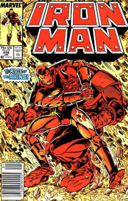 Iron Man 238 - Marvel - Rage Of The Rhino - Flames - Block Lettering - Headlock - Bob Layton