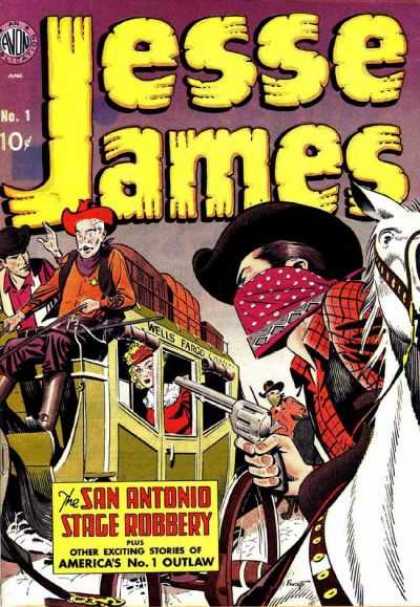 Jesse James 1 - Stagecoach Holdup - Masked Gunman - White Horse - Woman In Coach - Stagecoach Driver - Carmine Infantino, Joe Kubert