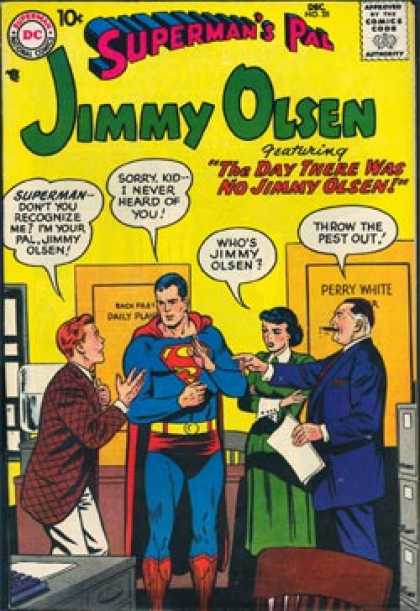 Jimmy Olsen 25 - Super Hero - Inside Room - Lady In Green - Man In Blue - Man In Red