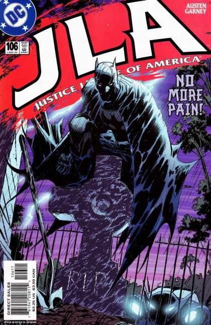 JLA 106 - Batman - Raining - Grave - Tombstoneshovel - Ron Garney