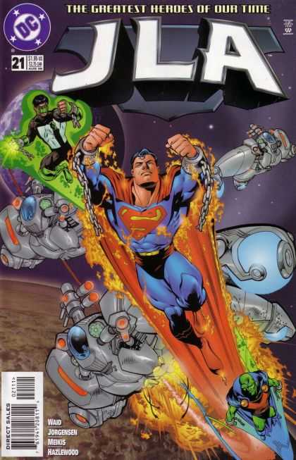JLA 21 - Superman - Green Lantern - Outer Space - Robots - Chains - Howard Porter, John Dell