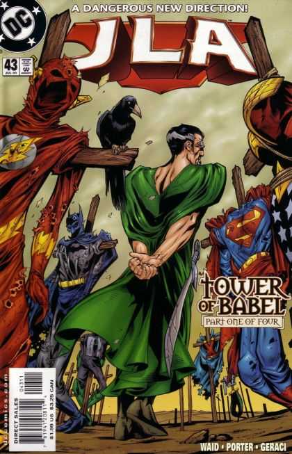 JLA 43 - Emerald Robe - Fallen Heroes - Raven - Crucifix - Long Sword - Drew Geraci, Howard Porter