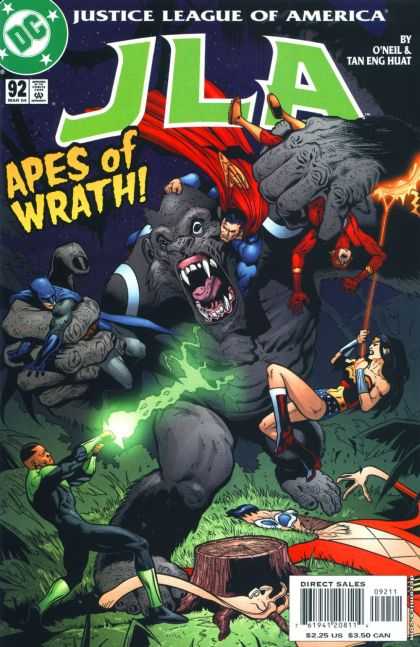 JLA 92 - Apes Of Wrath - Tree Trunk - Ray Of Green Light - Fire - Grass - Doug Mahnke