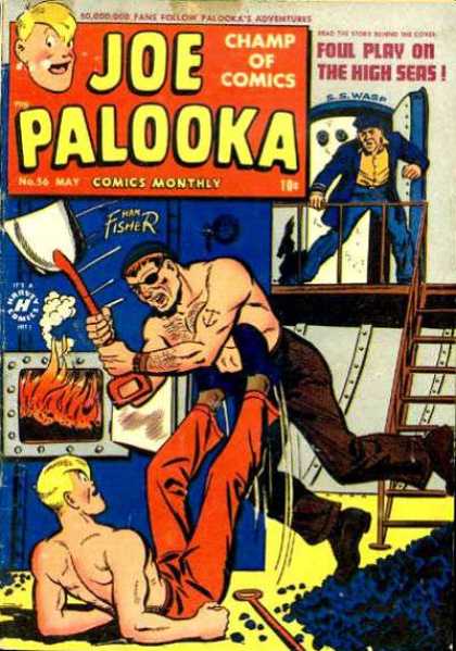 Joe Palooka 56 - Fire - Ship - Action - Fisher - Seas - Joe Simon