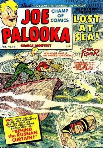 Joe Palooka 65 - Champ Of Comics - Lost At Sea - Read The Event That Startled The World - Boat - Sea - Joe Simon