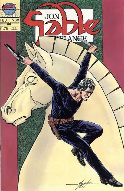 Horse - Chess - Gun - Knife - Jumping - Mike Grell Jon Sable Freelance 56 - Horse - Chess - Gun - Knife - Jumping - Mike Grell
