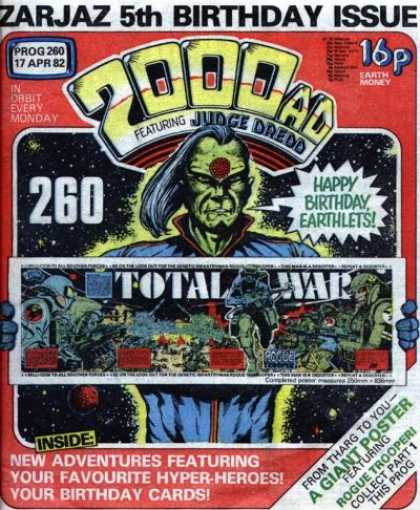 Judge Dredd - 2000 AD 260 - Happy Birthday Earthlets - Total War - Hyper Heroes - Rogue Trooper - Tharg