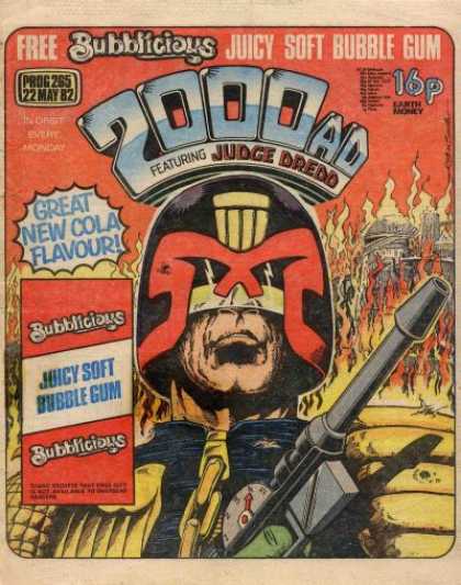 Judge Dredd - 2000 AD 265 - Gun - Fire - Helmet - Great New Cola Flavour - Buublicious Bubble Gum