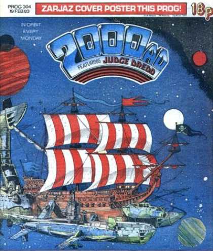 Judge Dredd - 2000 AD 304 - Feb 83 - Ship - Water - Moon - Prog 304