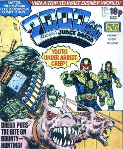 Judge Dredd - 2000 AD 305 - Win A Trip To Walt Disney World - Mattel Intelevision Electrolympics Competition - 2000 Ad - Dredd Puts The Bite On Bounty - Red Eye