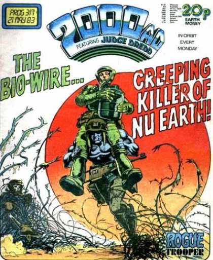 Judge Dredd - 2000 AD 317 - Creeping Killer - Vines - Bio-wire - Skeleton Of Past Victim - Carrying A Fellow Soldier
