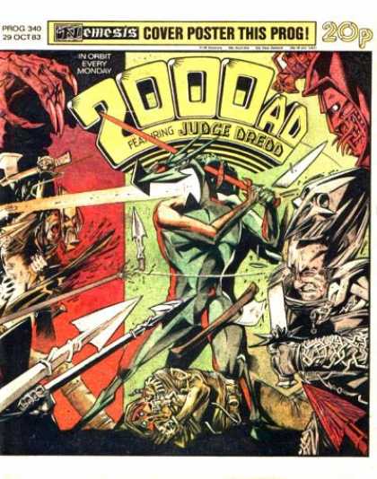 Judge Dredd - 2000 AD 340 - Cover Poster This Prog - In Orbit Every Monday - Spear - Nemesis - Hand