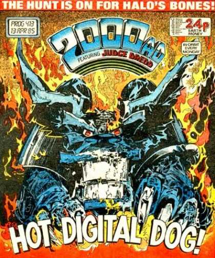 Judge Dredd - 2000 AD 413 - Hunt - Halo - Bones - Flames - Fire