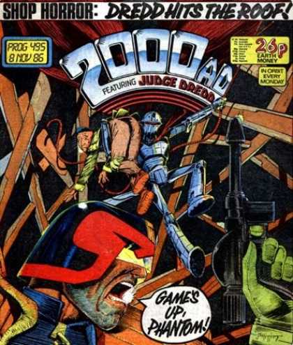 Judge Dredd - 2000 AD 495 - Robot - Gun - Carried Man - Wood - Phantom Screams