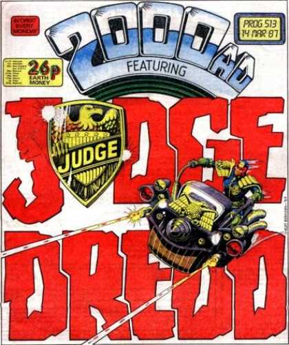 Judge Dredd - 2000 AD 513 - Badge - Earth Money - Prog 513 14 Mar 87 - Shooting - Eagle