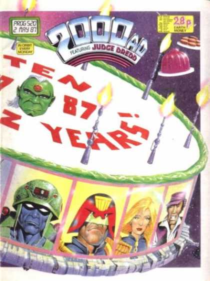 Judge Dredd - 2000 AD 520 - Cake - Ten - 87 Years - Super Heroes - Candlles