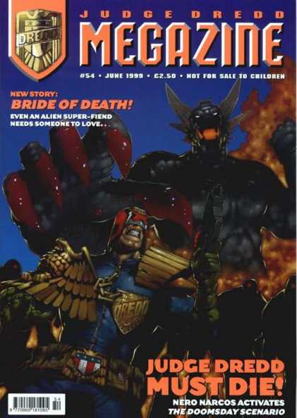 Judge Dredd Megazine III 54 - Judge Dredd - Bride Of Death - Holding Pistol - Giant Villian - Bloody Clawed Hand