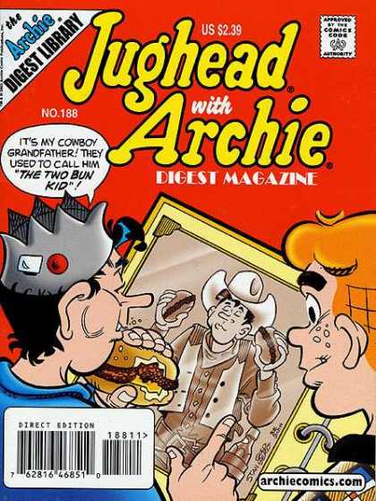 Jughead with Archie Digest 188 - Hamburger - Cowboy - Crown - Blue Shirt - Orange Hair - Stan Goldberg