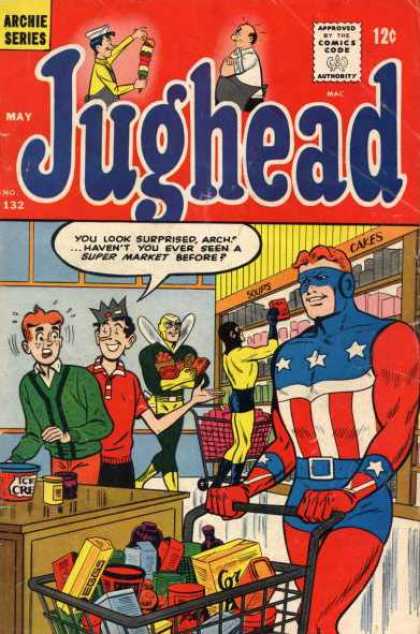 Jughead 132 - Archie - Super Market - Captain America - Shopping Cart - Groceries