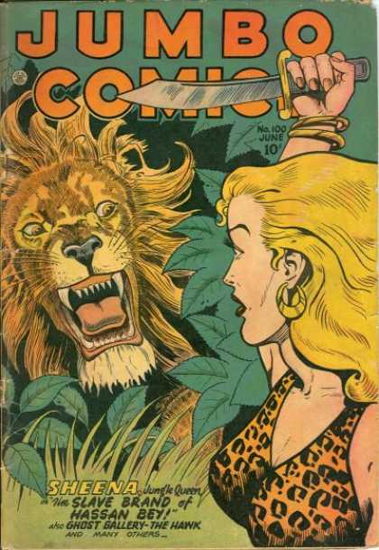 Lion - Sheena - Swords - Jungle - Girl Jumbo Comics 100 - Lion - Sheena - Swords - Jungle - Girl