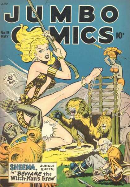 Jumbo Comics 111 - Rope - No Lll May - Jungle Queen - Lion - Sheena