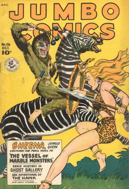 Zebra - Sheena - No 116 Oct - Monkey - Sheena Jungle Queen Jumbo Comics 116 - Zebra - Sheena - No 116 Oct - Monkey - Sheena Jungle Queen