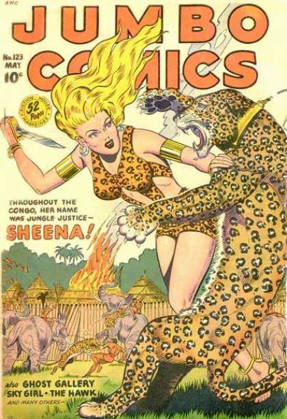 Sheena - Fire - Tiger - Lady - Woman Jumbo Comics 123 - Sheena - Fire - Tiger - Lady - Woman