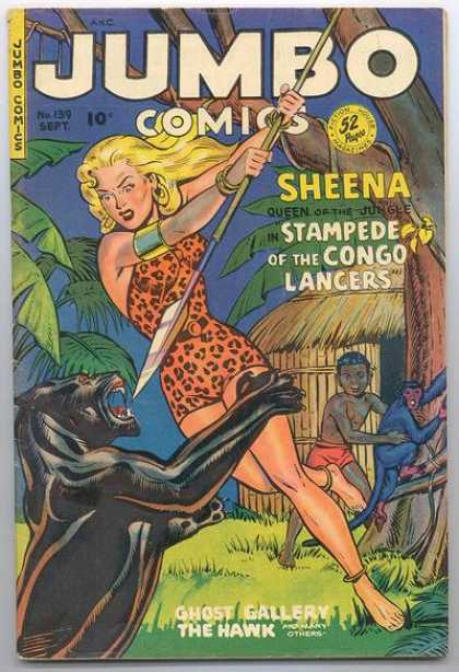 Spear - Panther - Monkey - Hut - Jungle Jumbo Comics 139 - Spear - Panther - Monkey - Hut - Jungle