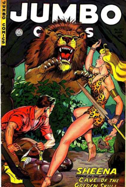 Lion - Spear - Sheena - Woman - Man Jumbo Comics 157 - Lion - Spear - Sheena - Woman - Man